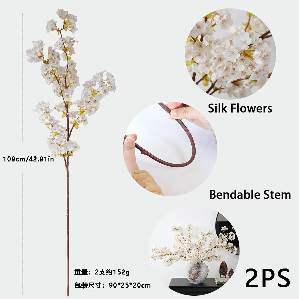 2 ramas de cerezo simuladas flores de melocotón decoraciones de primavera diseño de mesa de comedor accesorios de fotografía suministros de boda