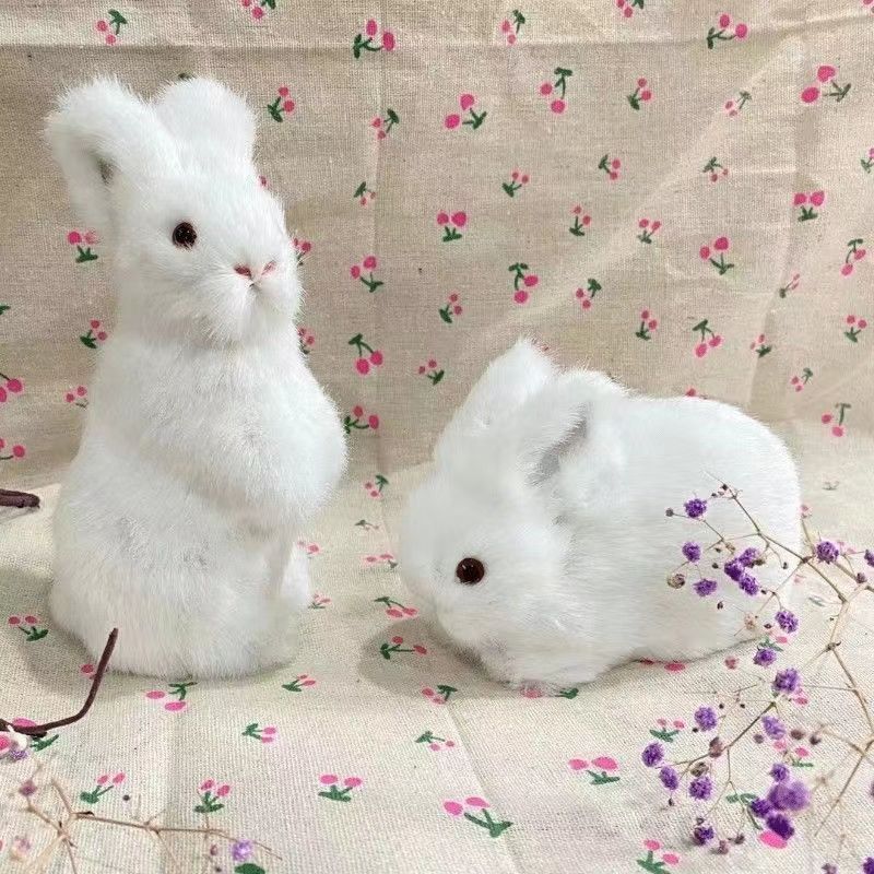 仿真兔子小兔子毛绒玩具小白兔公仔玩偶儿童女友礼物客厅书桌摆件