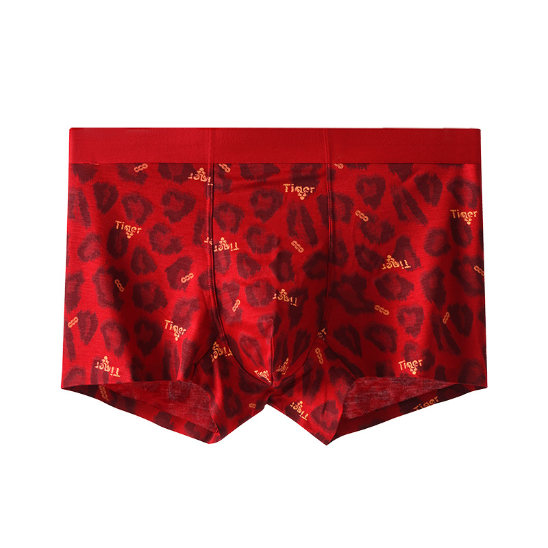 Este año de la vida, ropa interior de hombre, estampado de moda, pantalones de impresión, personalidad cómoda, pantalones rojos festivos para hombres.