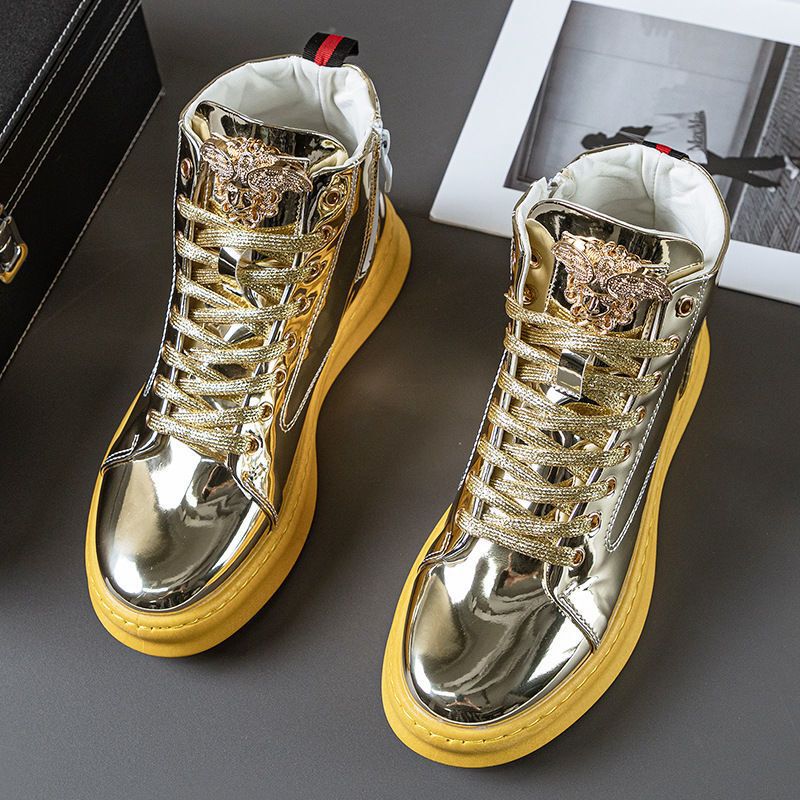 European Trendy Men's High-Top Shoes, Fashionable and Personalized Men's Shoes, Korean Style Thick-Soled Sports Shoes, Mid-Top Casual Sneakers for Men European Trendy Men's High-Top Shoes, Fashionable and Personalized Men's Shoes, Korean Style Thick-Soled Sports Shoes, Mid-Top Casual Sneakers for Men