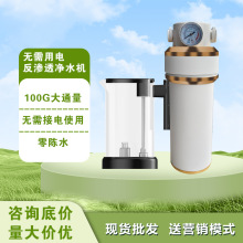 100G家用厨下式无电纯水机分体式带压力表RO反渗透净水器直饮水机