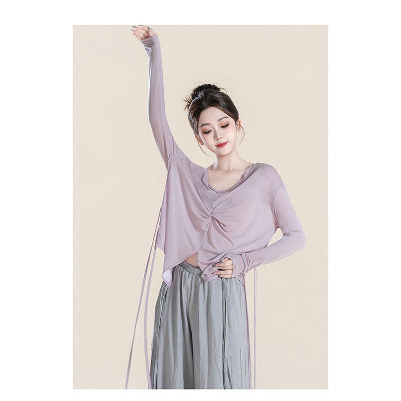 Modern Dance Practice Clothing, Loose-Fitting Cover-Up, Chinese Dance Performance Outfit, Dance Student Attire, Long-Sleeve Top for Art Exams