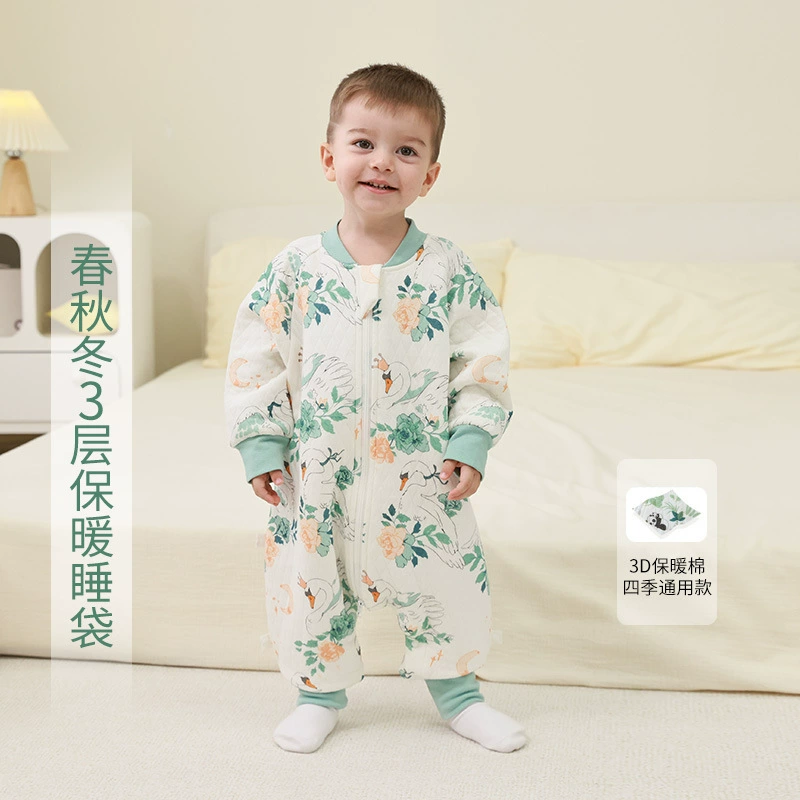 Детское одеяло IDBABY, трехслойное, четырехсезонное, универсальное, противоударное, из чистого хлопка, тип А, для весны и осени, с раздельным спальным мешком для ножек