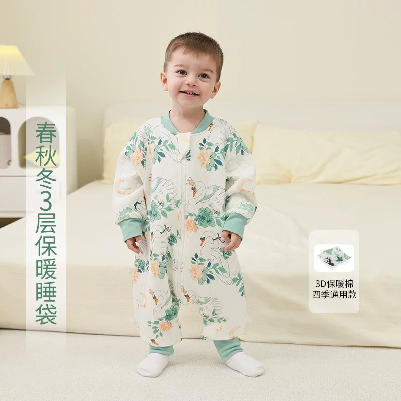 Детское одеяло IDBABY, трехслойное, четырехсезонное, универсальное, противоударное, из чистого хлопка, тип А, для весны и осени, с раздельным спальным мешком для ножек