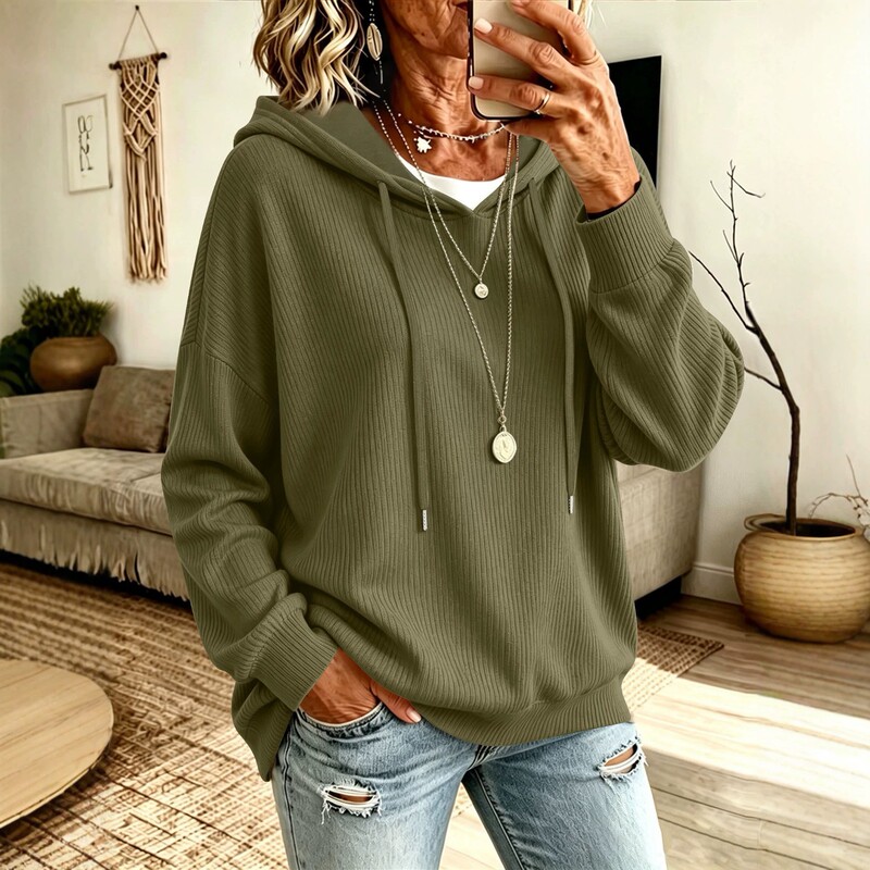 European Size Cross-Border Solid Color Drawstring Hooded Knit Sweatshirt Casual Pocket Loose Slimming Women's Plus Size Outerwear Top European Size Cross-Border Solid Color Drawstring Hooded Knit Sweatshirt Casual Pocket Loose Slimming Women's Plus Size Outerwear Top