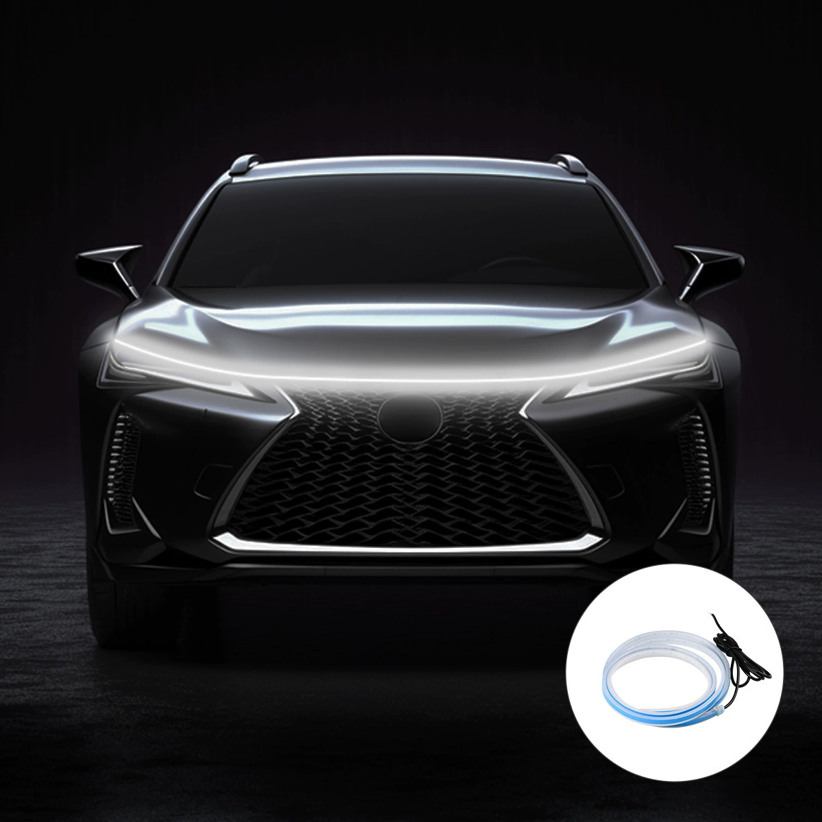 Через-капотная лампа света автомобильная LED дневной свет поворот воды свет силиконовый запуск сканирования декоративный свет