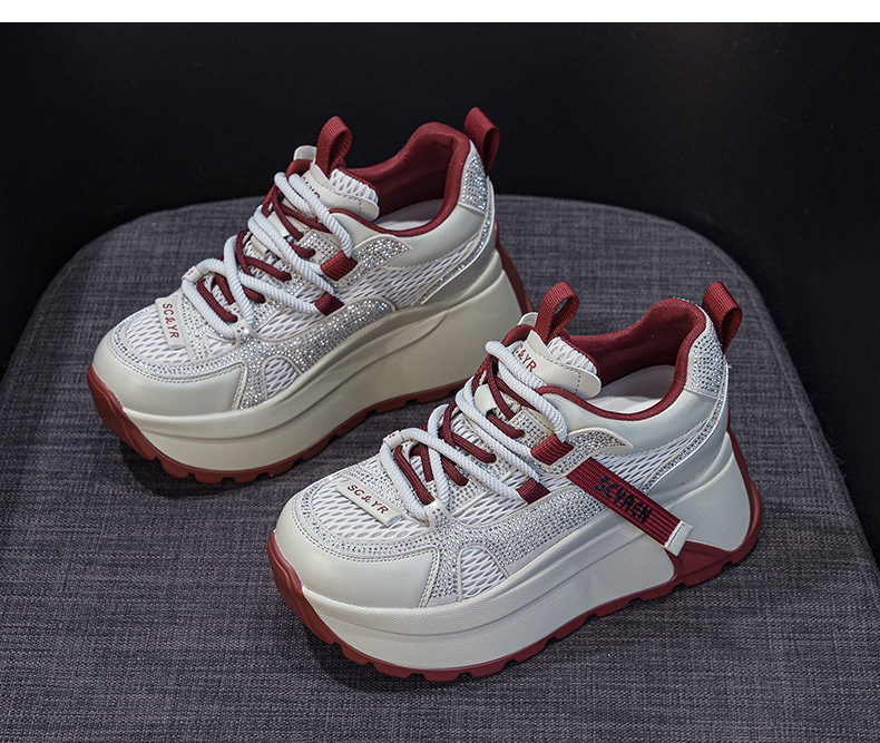 Giày sneaker nữ đế dày phong cách cổ điển phối lưới và da — Vàng lưới 5027-1, Đỏ da 5027, Xám lưới 5027-1, Đỏ lưới 5027-1 chi tiết 15