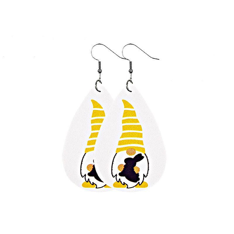 1 Pair Fashion Doll Water Droplets Egg Pu Leather Patchwork Easter Women's Drop Earrings display picture 1