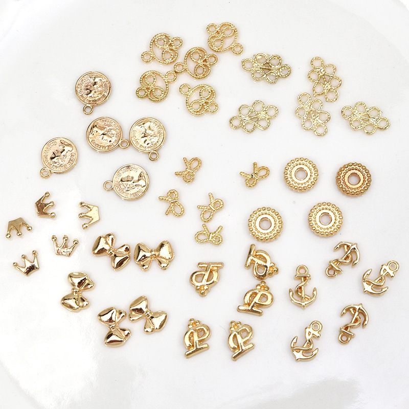 Fashion nail accessories mini alloy Crown bow anchor diy hand made jewelry material