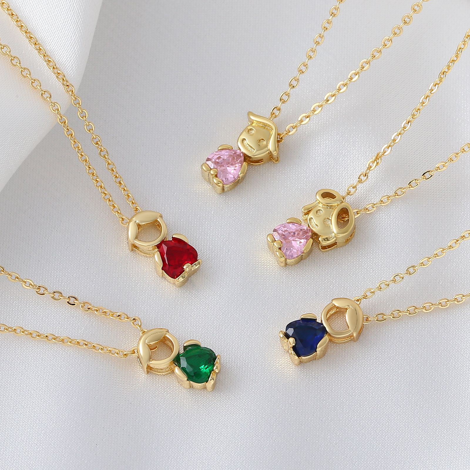 Schutz-amulett Kette Mit Buntem Zirkonia Für Kinder_voghion.com