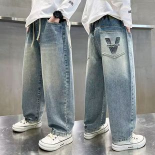 Boys' Jeans Spring and Autumn 2025 New Stylish Loose Straight Casual Children's Spring Pants