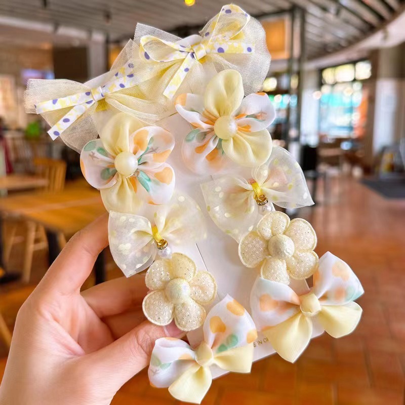韩版蝴蝶结发夹布艺小花发卡儿童发饰网红可爱鸭嘴夹宝宝头饰包邮|undefined