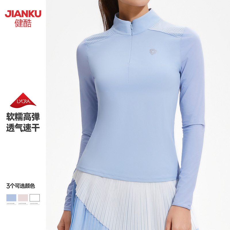 Golf Wear Women Fashion High Sense Half Zip Outdoor Running Long Sleeve Breathable Lel Polo Shirt