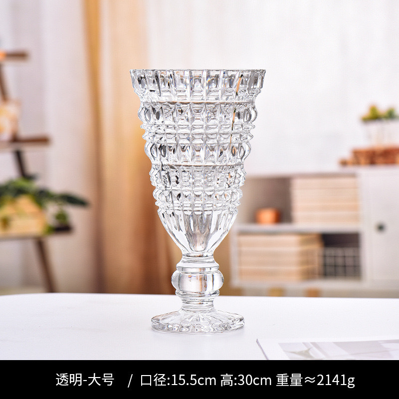 Vaso de vidrio creativo de alta calidad, modelo de lujo ligero, decoración suave de la sala de estar, decoración floral del porche