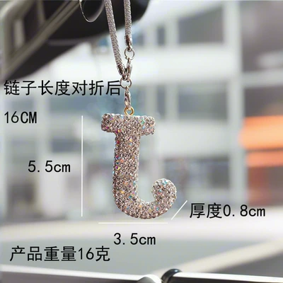Car hanging, interior accessories pendant ladies - j-letter-car-pendant-ab-color-transparent-diamond