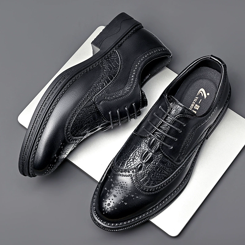 Обувь из крокодиловой кожи 2023, новая летняя мужская деловая кожаная обувь, кожаная полая Повседневная Лучшая мужская Свадебная обувь