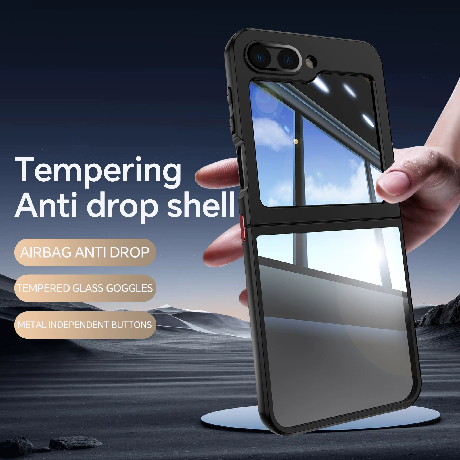 Совместимый чехол для телефона Samsung, акриловый GalaxyZFlip5, прозрачный защитный чехол, Z Flip6, защитa от падения