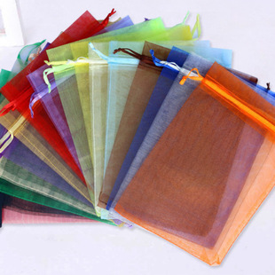 Solid Color Organza Bag Drawstring Packaging Transparent Gauze Bag Multi-Size Gift Trial Small Bag Drawstring Wedding Candy Bag