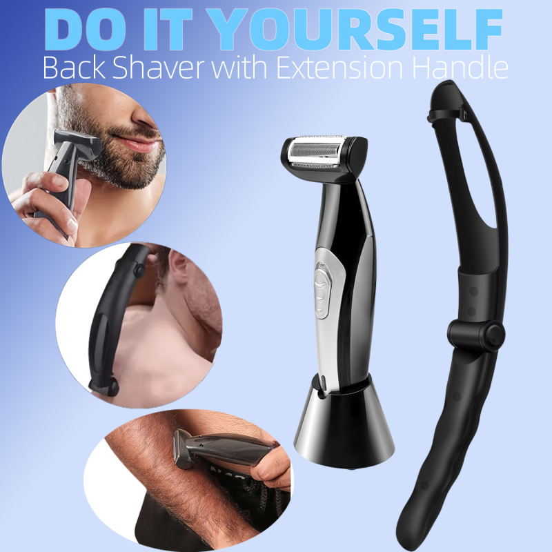 Cross-Border New Model Electric Back Shaver with Detachable Extension Handle USB Men's Full Body Shaver Razor