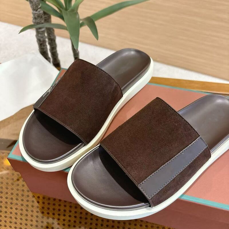 Men's One-Strap Mule Slippers 2026 Spring/Summer New Retro Fashion Trendy Versatile Style One-Strap Suede Slippers