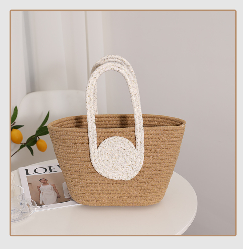 Women's Medium Straw Color Block Vintage Style Square Open Straw Bag display picture 1