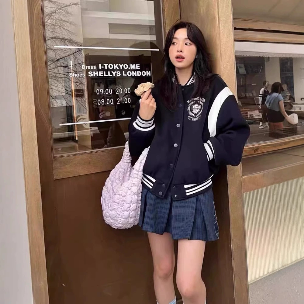 Студенческая одежда 2024 новая вышитая пара бейсбольная куртка женская куртка Chao бренд весна и осень пара свободная повседневная куртка