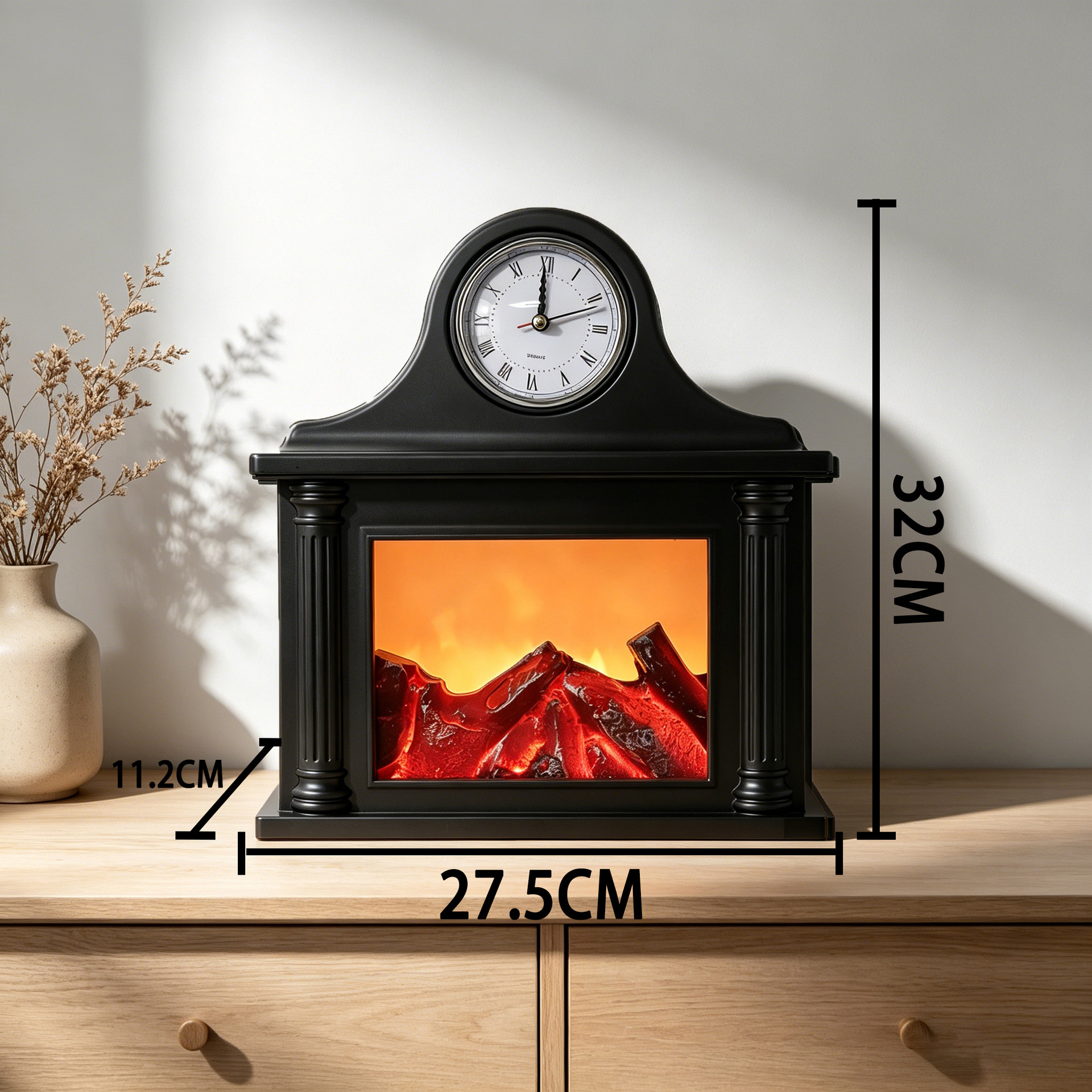 Nueva chimenea carbón leña pila llama lámpara de viento decoración decoración de Navidad decoración de reloj de pared