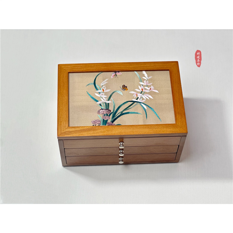 結婚プレゼントの首飾り箱手作り蘇刺繍両面刺繍木製三層ジュエリー収納箱洗練された誕生日に友人に贈る|undefined