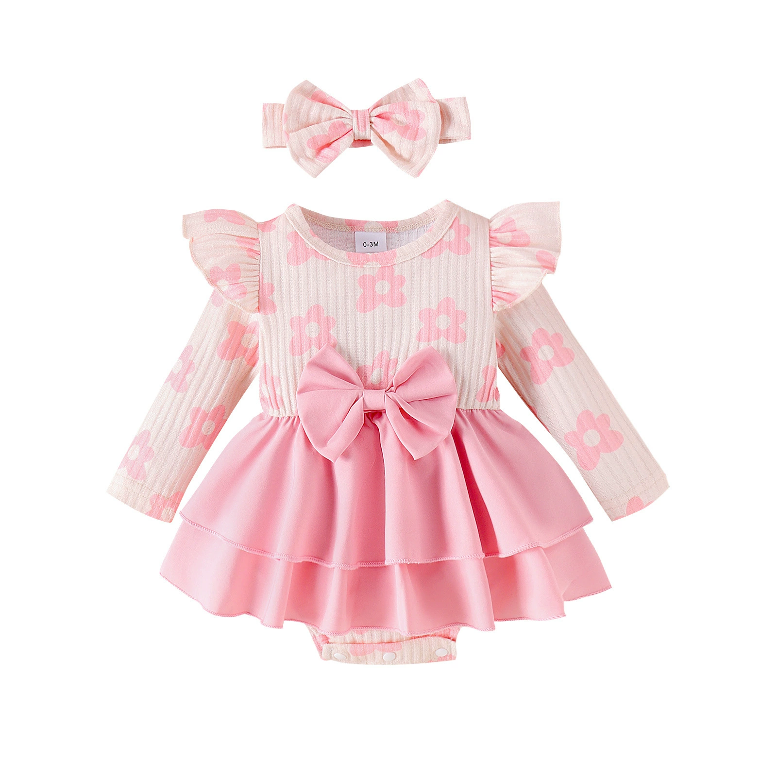 Demi-season bodysuit girl's, long-sleeve, headband, Amazon, flowered