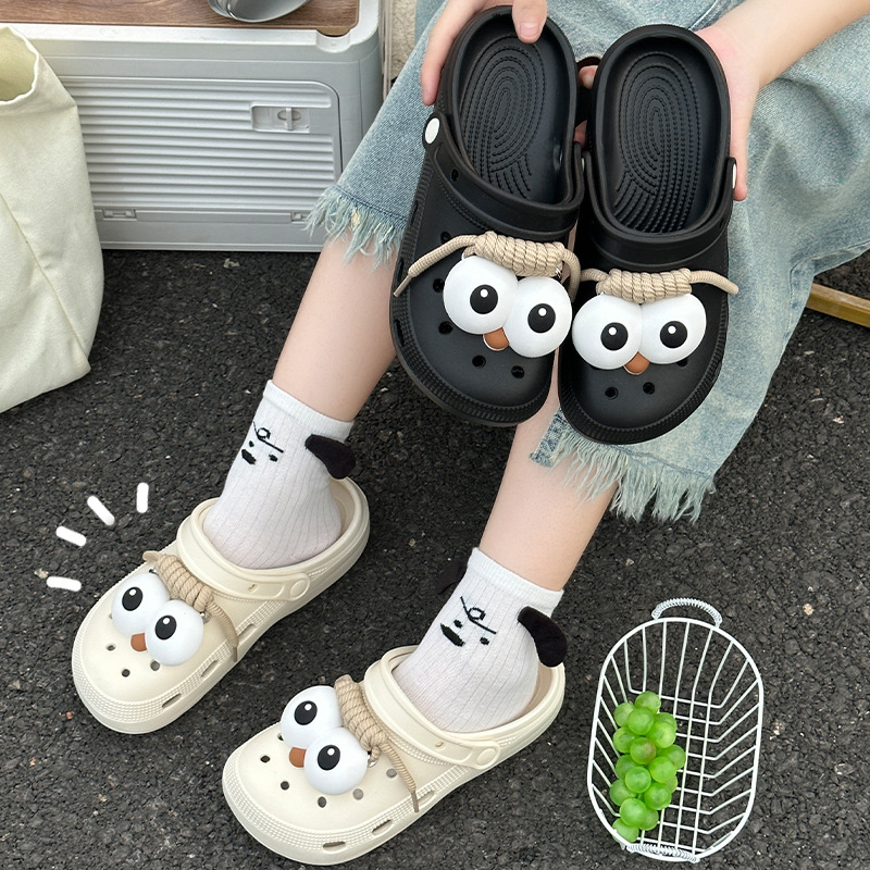 Eva zapatos con agujeros para mujer 2025 nuevo estilo playa antideslizante y desodorante pisando mierda zapatillas Baotou ropa exterior de verano para mujer