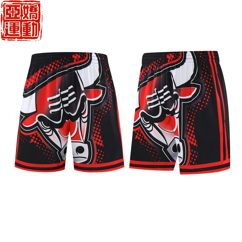 Cross-Border Popular Sports Shorts Quick-Drying Breathable Chicago Bulls Basketball Training Trendy Outdoor Running Shorts