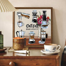 咖啡烘焙店镜面装饰画窗外镜子摆件画装饰镜民宿酒店客厅卧室挂画