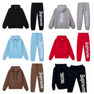 跨境正确版SUP LOGO刺绣加绒重磅套头连帽卫衣男秋冬款