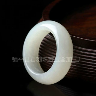 新疆白玉戒指金丝玉指环简约时尚男女款尾戒厂家批发玉石玉器货源