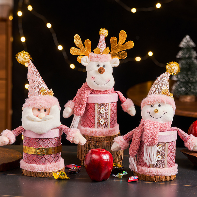 Navidad nueva caja de manzanas de punto Nochebuena creativa lindo regalo embalaje de latas de dulces adornos de mesa para niños
