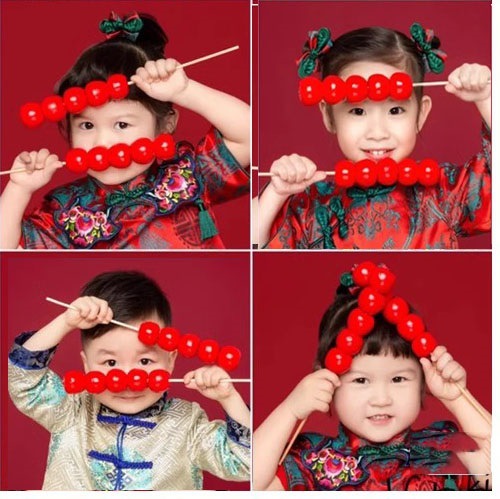 Pink candied haws [2 skewers]