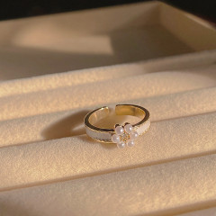 【True Gold Plating】Vintage Pearl Flower Fashion Personality 2022 New Style Fashion Ring Eco-Friendly