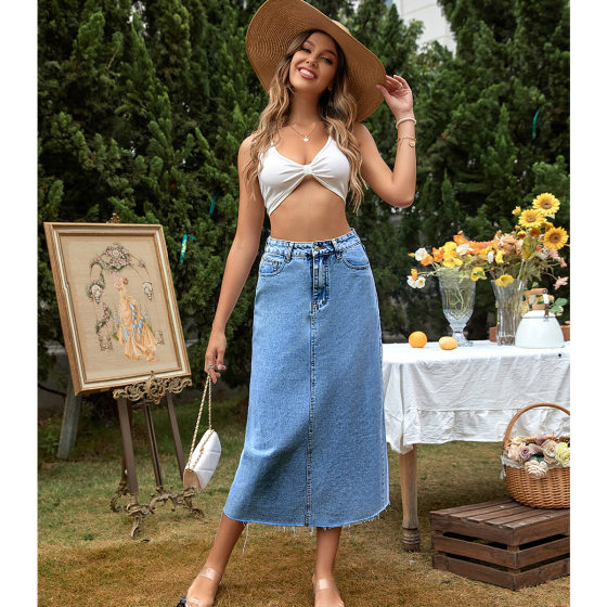No. 43-20197# Amazon cross-border women's clothing Europe and the United States INS leisure trend high waist slim Joker A Denim