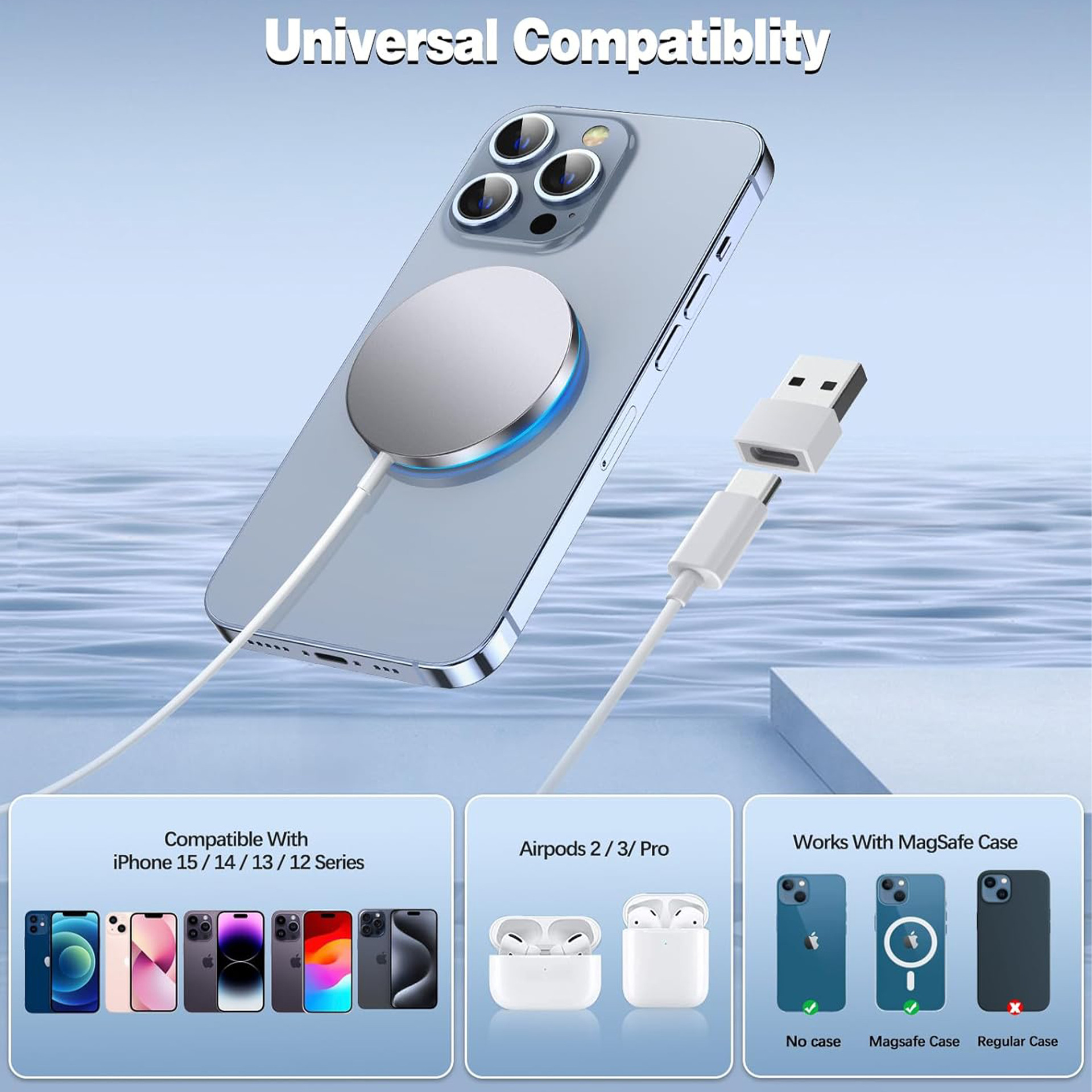 Caricabatterie wireless magnetico singolo - Prodotto di e-commerce molto popolare per telefoni_voghion.com