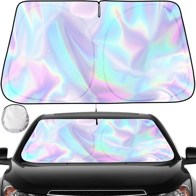 Cross-Border Titanium Silver-Coated Laser-Cut Summer Sunshade for Heat and Uv Protection, Graphene Front Sunshade for Cars