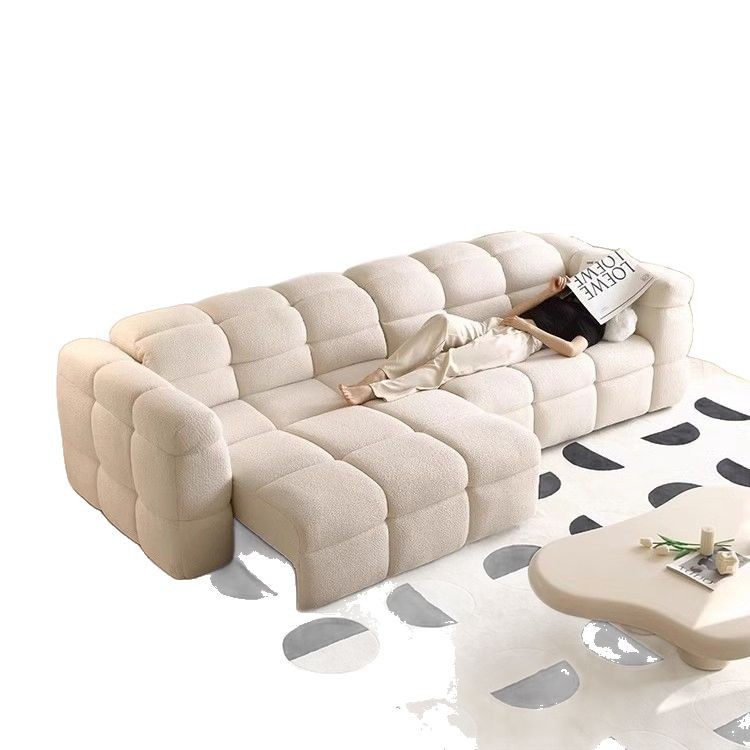 Selección estricta de nubes marshmallow sofá eléctrico retráctil cama pequeña sala de estar lujosa crema viento sofá de cordero cachemire