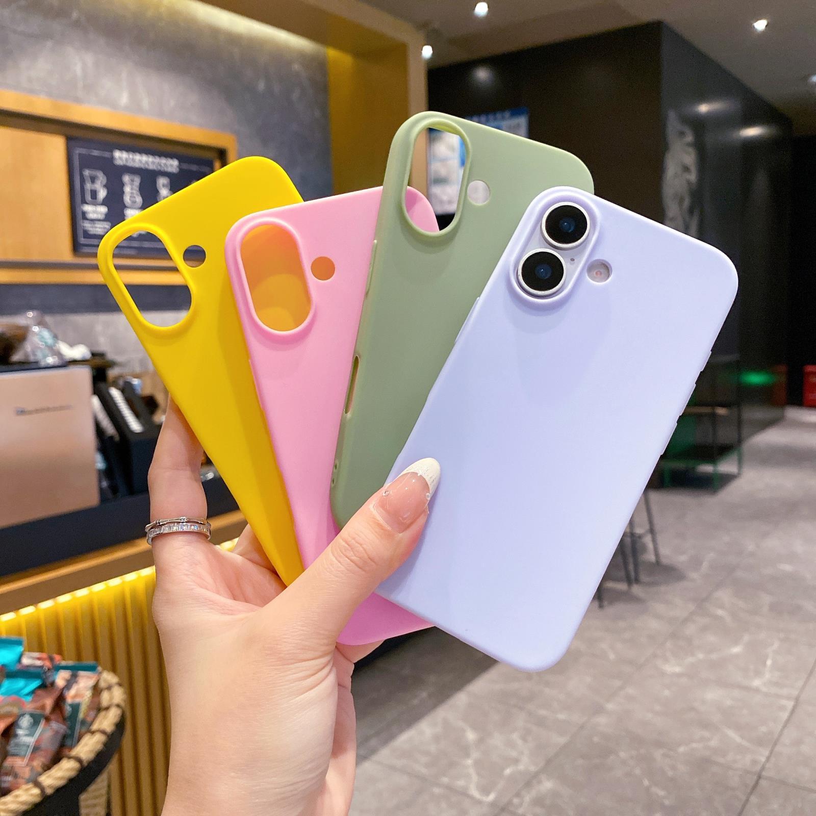 For Apple 16 Phone Case iphone15pro Candy Color 14pro Protective Case Frosted TPU Soft Case Drop-resistant