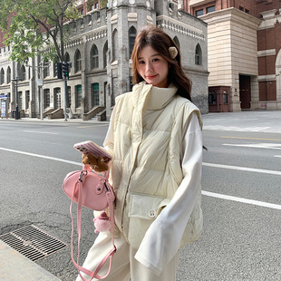 Real Shot of Korean Style down Jacket Vest for Women Autumn and Winter 2025 New Preppy Style Super Nice White Goose down Vest Jacket