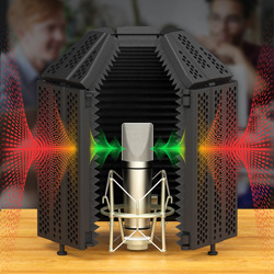 Cubierta de aislamiento acústico transfronterizo Filtro de sonido canto en vivo a prueba de viento QUEMADOR reflexión pantalla antirruido a prueba de viento 3 puertas