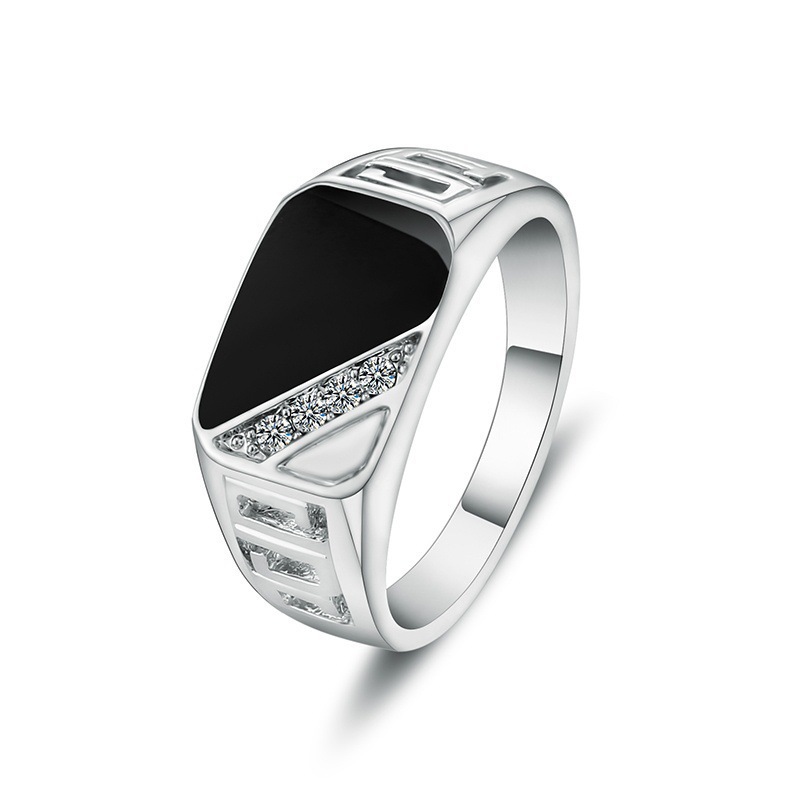 Hip-hop Geometric Rectangle Stainless Steel Epoxy Plating Inlay Zircon Unisex Rings display picture 1