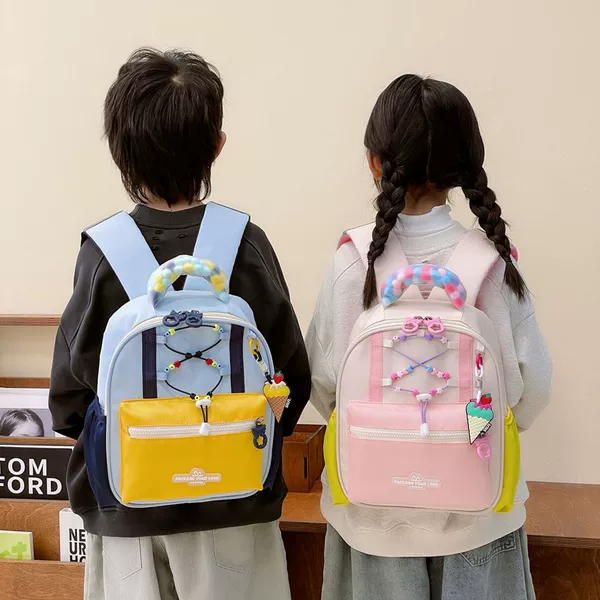 Haonna New Kindergarten School Bag 4-6 Years Old Casual Large Capacity Canvas Leisure Travel Backpack Wholesale