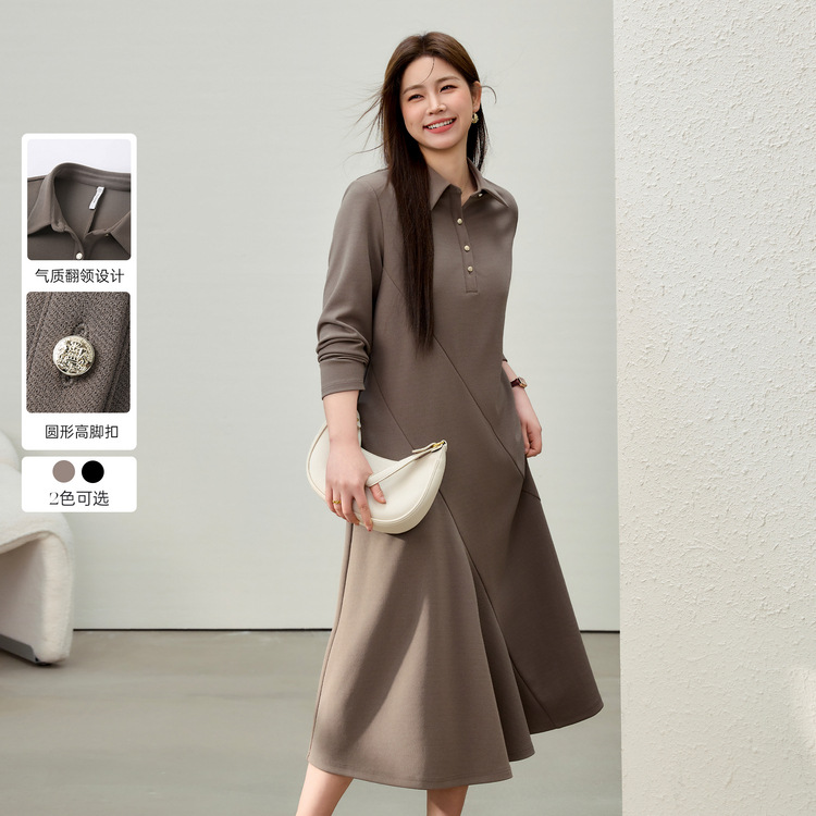 [Care and lazy straight-tube-covering hip-slimming dress] Fiber Show large size women's clothing fat mm 2025 spring clothing new style