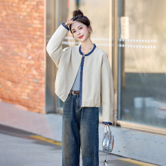 2025秋季新品韩版小清新立领长袖夹克棒球服外套女休闲上衣HE5016