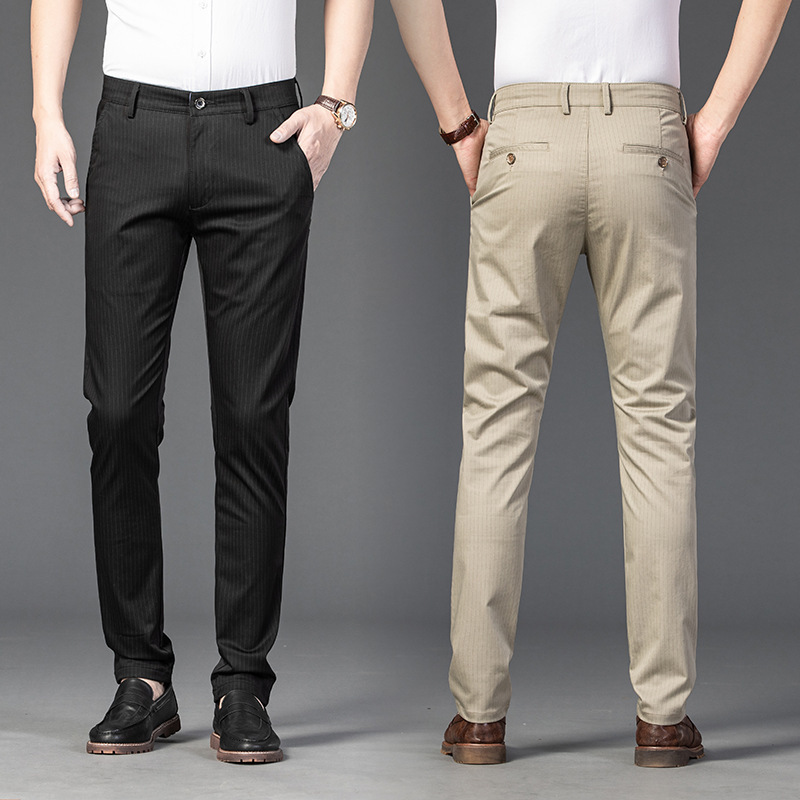 Striped casual pants men's spring and autumn business slim pants British suit pants youth Korean style trendy stretch pencil pants
