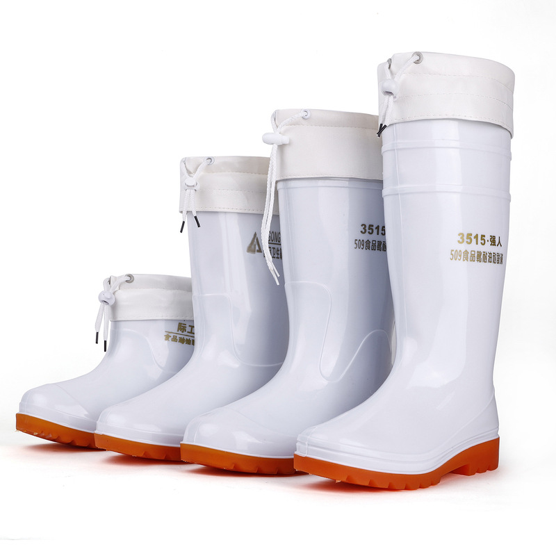 Large size white rain boots for food factory workshop special rain boots non-slip oil-proof acid and alkali resistant men's and women's food hygiene water shoes